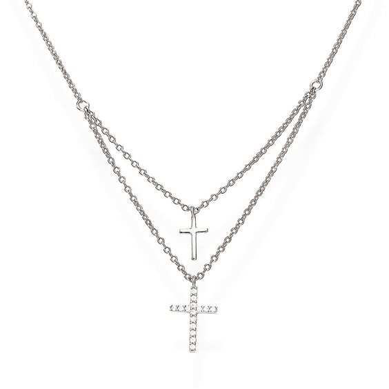 Collier Amen Femme in Argent Zirconia CL2CROSSBBZ - CL2CROSSBBZ
